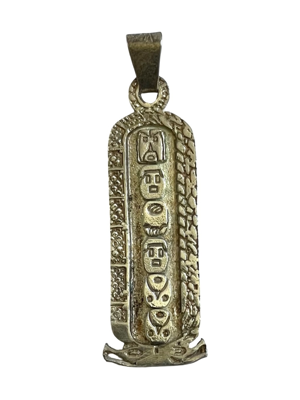 Vintage Taxco “El Tesaro Del Jaguar” Sterling Silver Cartouche Pendant